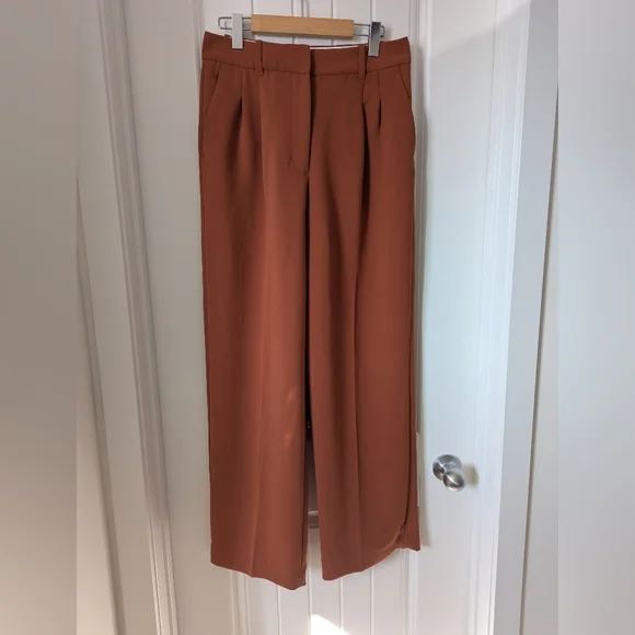 Aritzia Wilfred Effortless Dress Pants in Rust Orange Size 8 - Picture 4 of 10